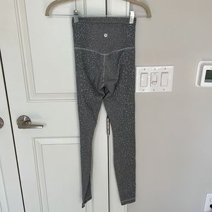 lululemon grey leopard print align pants, 28” inseam, size 2, like new